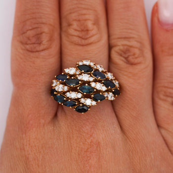 3.50 CT Blue Sapphire and 1.0 CTW Diamond Cluster Ring in 18K Gold – Assay Jewelers