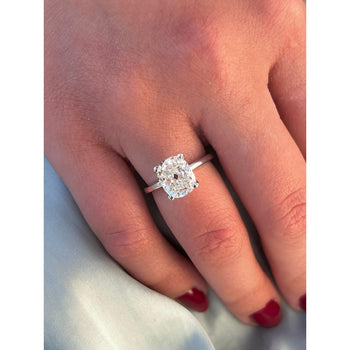 3.50 carat, G, VS2, 18k White Gold Solitaire Cushion Lab Diamond Ring – Assay Jewelers
