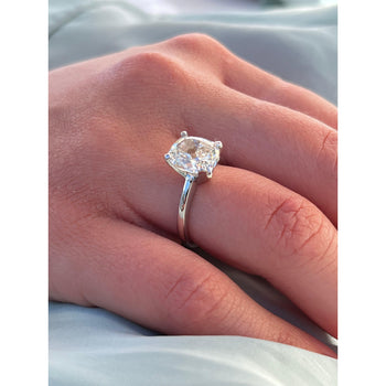 3.50 carat, G, VS2, 18k White Gold Solitaire Cushion Lab Diamond Ring – Assay Jewelers
