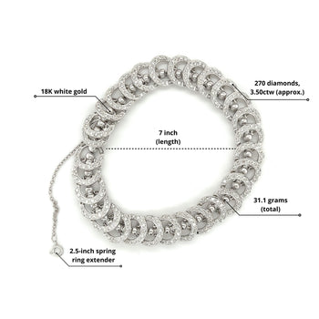 3.50CT TW Natural Diamond Connecting Circles Link 18K Gold Bracelet – Assay Jewelers