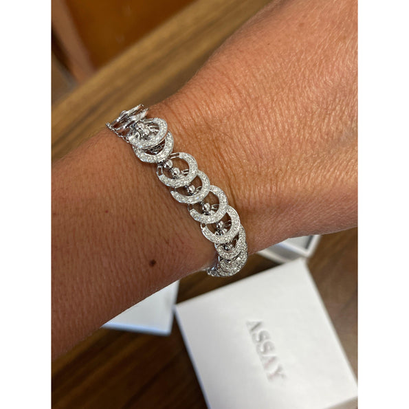 3.50CT TW Natural Diamond Connecting Circles Link 18K Gold Bracelet