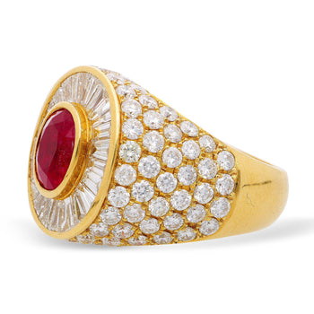 3.60 Carat Burma Ruby Oval Cut and Diamond 18K Gold Men’s Ring – Assay Jewelers