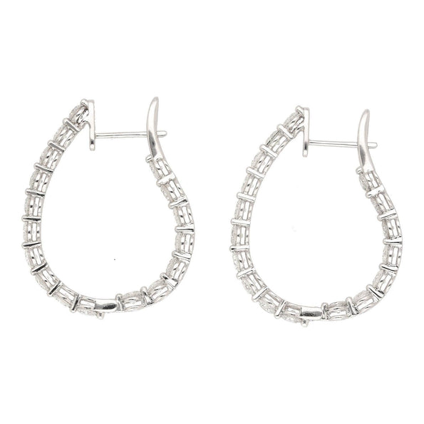 3.72 Carat Diamond Full Eternity Hoop Earrings in 18k White Gold
