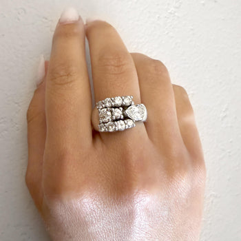 3.75 Carat Pear & Round Diamond 14K White Gold East West Bypass Cluster Ring – Assay Jewelers