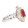 3.80 Carat Oval Cut No Heat Burma Ruby Ring With Round Diamond Halo in Platinum