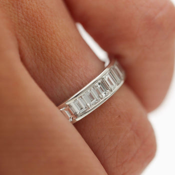 3.95 Carat Emerald Diamond Channel Set Platinum 950 Full Eternity Wedding Band – Assay Jewelers
