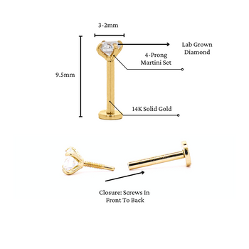 2.5mm Diamond in 14K Gold Flat Back Single Stud Earring – Assay Jewelers