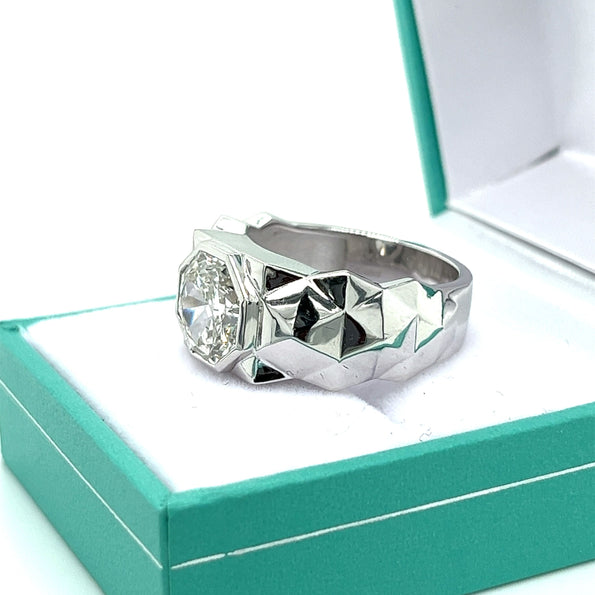 4 Carat Octagon Lab Grown Diamond Men's Ring in Platinum