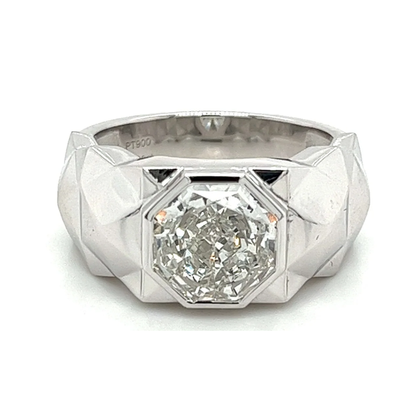 4 Carat Octagon Lab Grown Diamond Men's Ring in Platinum