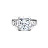 4 Carat Radiant Cut Lab Grown Diamond Ring With Half Moon Side Stone in 14K White Gold