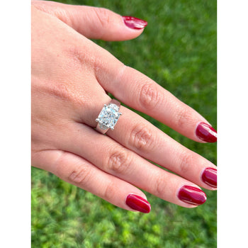 4 Carat Radiant Cut Lab Grown Diamond Ring With Half Moon Side Stone in 14K White Gold – Assay Jewelers