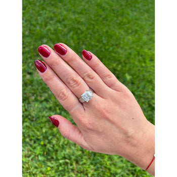 4 Carat Radiant Cut Lab Grown Diamond Ring With Half Moon Side Stone in 14K White Gold – Assay Jewelers