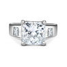 4 Carat Radiant Cut Lab Grown Diamond Ring With Half Moon Side Stone in 14K White Gold