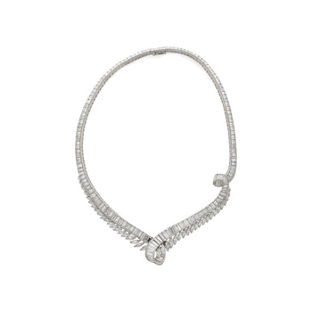 40 Carat Marquise And Baguette Cut Diamond Chandelier Platinum Choker Necklace – Assay Jewelers