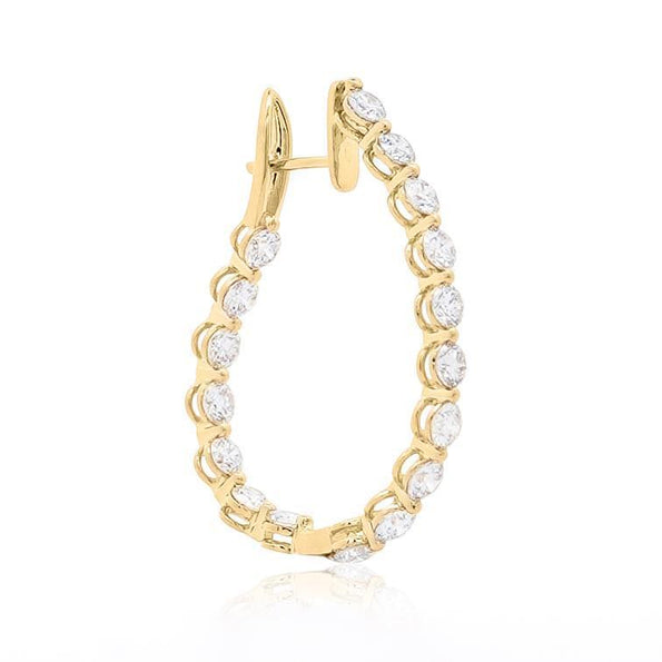 4.13 Carat Lab Grown Diamond in 14K Gold Inside-Out Diamond Hoop Earrings