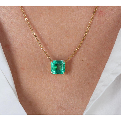 4.38 Carat Colombian Emerald in 18K Gold Floating Connecting Necklace