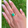 4.60 Carat Natural Colombian Emerald & Baguette Diamonds in 14K Yellow Gold Unisex Ring