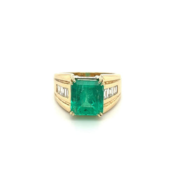 4.60 Carat Natural Colombian Emerald & Diamond 14K Gold Unisex Ring – Assay Jewelers