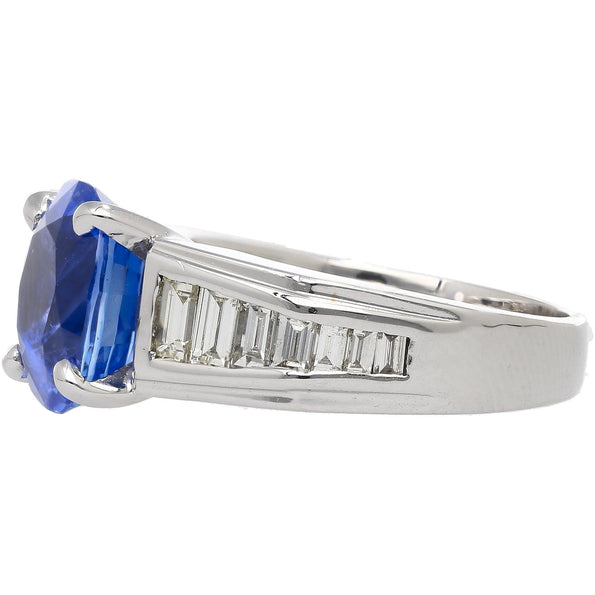 4.71ct Oval Cut No Heat Sri Lanka Blue Sapphire Ring