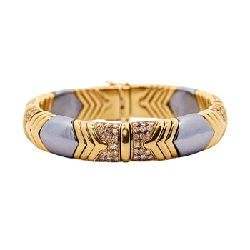 5 Carat Diamond Vintage Italian 18K Gold and Steel Bangle – Assay Jewelers
