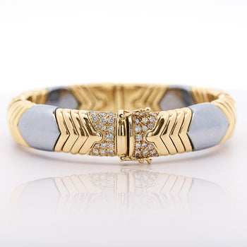 5 Carat Diamond Vintage Italian 18K Gold and Steel Bangle – Assay Jewelers
