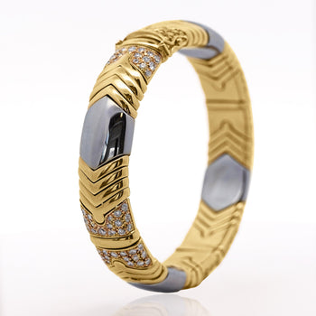 5 Carat Diamond Vintage Italian 18K Gold and Steel Bangle – Assay Jewelers