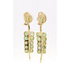 5 Carat Round Cut Green Tourmaline and Diamond Dangle Drop Earrings