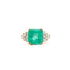 5 Ct Colombian Emerald and Diamond Cluster Side 14K Gold Ring