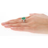 5.12 Carat Pear Cut Colombian Emerald Ring with Baguette Diamond Sides in 18K Gold