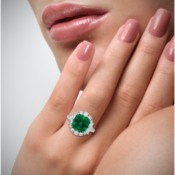 5.20 carat Minor Oil Colombian Emerald and Diamond Halo Ring – Assay Jewelers