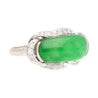 5.29 Carat Type A Jade & Diamond in Ornate Saddle-Top 18K White Gold Ring