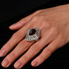 5.3 Carat Pear Cut Ruby & Baguette Diamond Ballerina White Gold Ring
