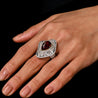5.3 Carat Pear Cut Ruby & Baguette Diamond Ballerina White Gold Ring