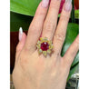 5.46 Carat Burma Ruby No Heat AGL Certified and Fancy Yellow Diamond Ring