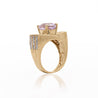 5.5 Carat Oval Kunzite & Diamond Channel 18K Gold Multi-Row Cocktail Ring