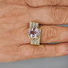 5.5 Carat Oval Kunzite & Diamond Channel 18K Gold Multi-Row Cocktail Ring