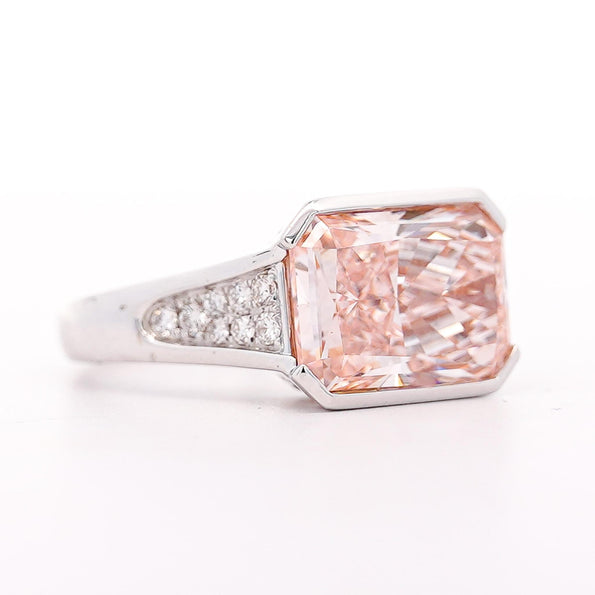 5.54 Carat Fancy Intense Pink Lab Grown Diamond Half Bezel Ring
