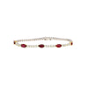 5.54 Carat Oval Cut Ruby and Diamond Tennis Bracelet in Two Tone 18K Gold