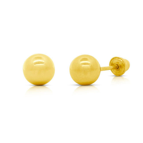 5mm Classic 14K Yellow Gold Ball Stud Earrings In Screw Backs