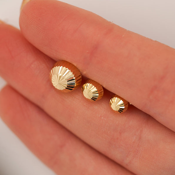 5mm Half Sphere Ball 14K Gold Diamond Cut Studs