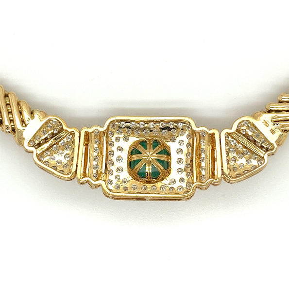 6 Carat Natural Colombian Emerald & Diamond Choker Necklace 18 Karat Gold - RS
