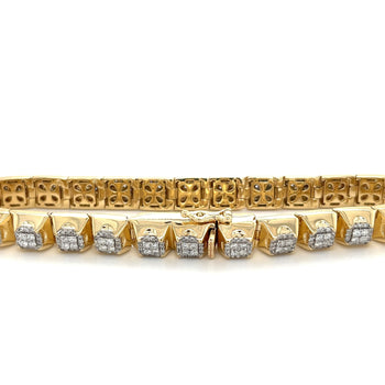 6 Carat TW 14K Solid Gold Men's Two Tone Square Shaped Diamond Link Bracelet – Assay Jewelers