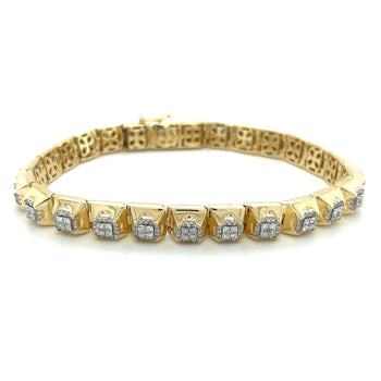 6 Carat TW 14K Solid Gold Men's Two Tone Square Shaped Diamond Link Bracelet – Assay Jewelers