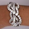 60 Carat Baguette & Round Cut Diamond in Platinum Retro Scroll Design Bracelet