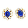 6.28ct Royal Ceylon Blue Sapphire Diamond Halo Stud Earrings