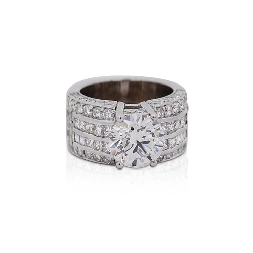 6.65 Carat Lab Grown & Natural Diamond in 14K White Gold Cluster Ring