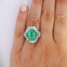 6.8 Carat Oval Cut Colombian Emerald and Diamond Platinum Ring