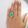 6.8 Carat Oval Cut Colombian Emerald and Diamond Platinum Ring
