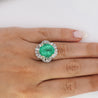 6.8 Carat Oval Cut Colombian Emerald and Diamond Platinum Ring