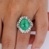 6.8 Carat Oval Cut Colombian Emerald and Diamond Platinum Ring